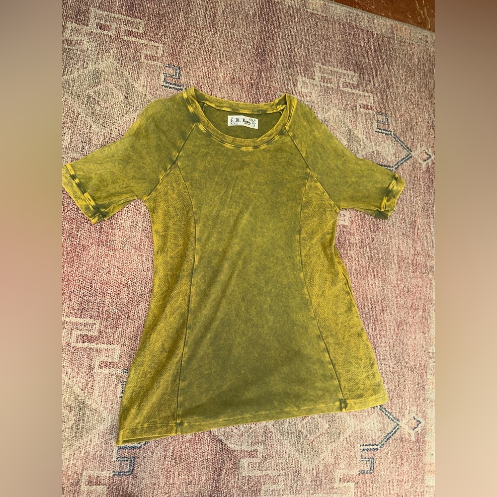 M.Rena French Terry tunic NWT vintage wash green scoop neck quarter sleeve med